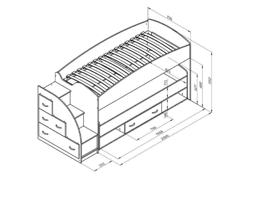 Кровать двухъярусная "Дюймовочка 4.3"