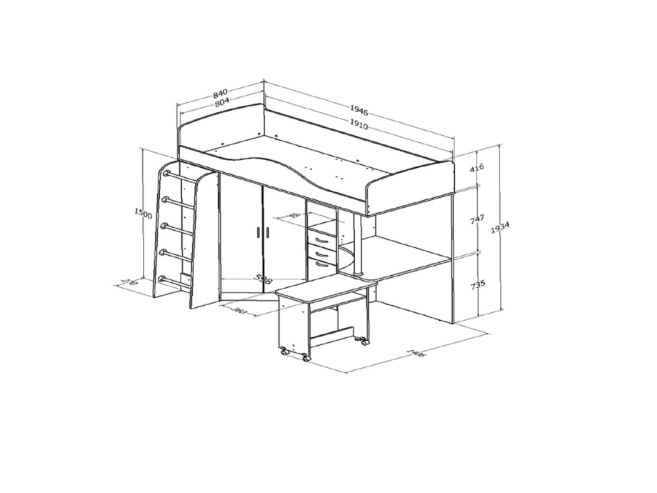 Кровать-чердак "Теремок 1"