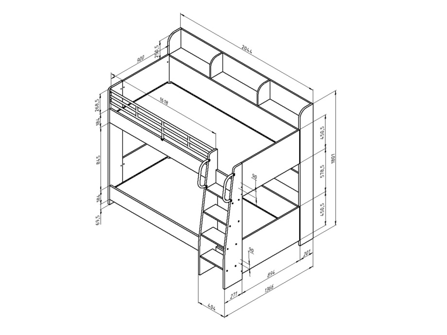 Кровать двухъярусная "Соня 5" правая