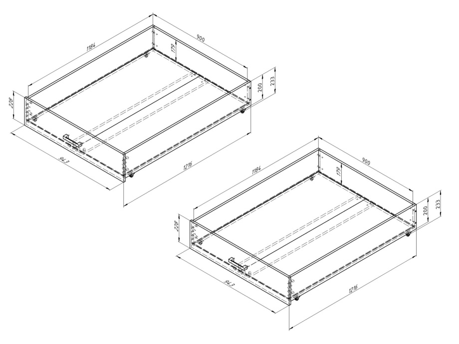 Комплект ящиков для металлической кровати 120х 95