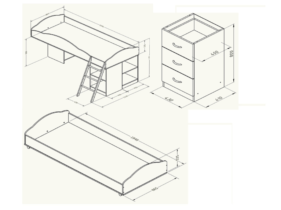 Кровать двухъярусная "Дюймовочка 5.1"