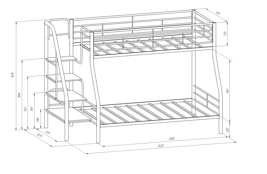 Кровать двухъярусная «Толедо 1» с отверстиями под полку
